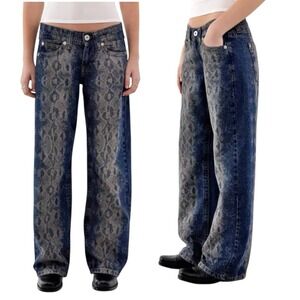BDG Urban‎ Outfitters Kayla Snake Low Rise Baggy Jeans 80% Cotton Sz 32 W 14/16
